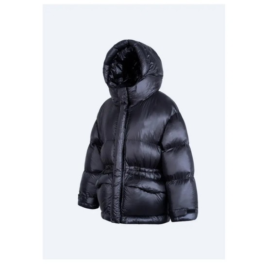 Custom Logo Windbreaker Down Jacket Zip Up Bubble New Design Solid Color Oversized Warm Duck Down Jacket For Women