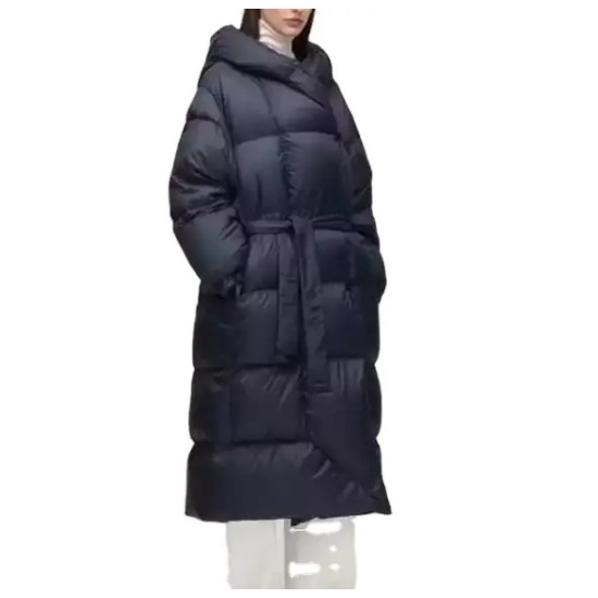 2022 Winter Thickened 90 White Duck Down Over The Knee Length Hooded Zipper Puffer Padded Women's Down Coats