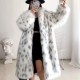 2022 European and American Imitation Fur Coat Women's Medium Length No Belt Spotted Long Sleeve Leopard Print Long Fur Coat