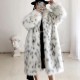 2022 European and American Imitation Fur Coat Women's Medium Length No Belt Spotted Long Sleeve Leopard Print Long Fur Coat