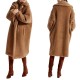 Warm Thicken Genuine Trench Woolen Leather Winter Lamb Fur Long Overoat Shearling Coat For Women