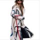 Hot Sale Winter Plus Size Womens Clothing Letter Printing Casual Single Button Windbreaker Lapel Trench Coat