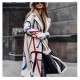 Hot Sale Winter Plus Size Womens Clothing Letter Printing Casual Single Button Windbreaker Lapel Trench Coat