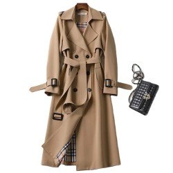 Elegant Light Fashion Korean Style Mid-length Trench Coat For Women 2020 Popular Belted Overcoat For Spring Autumn