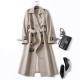 Elegant Light Fashion Korean Style Mid-length Trench Coat For Women 2020 Popular Belted Overcoat For Spring Autumn