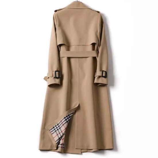 Elegant Light Fashion Korean Style Mid-length Trench Coat For Women 2020 Popular Belted Overcoat For Spring Autumn