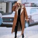 2022 New Fall Winter Clothing Long Turn Down Collar Faux Suede Trench Coat Solid Color Windbreaker Jacket