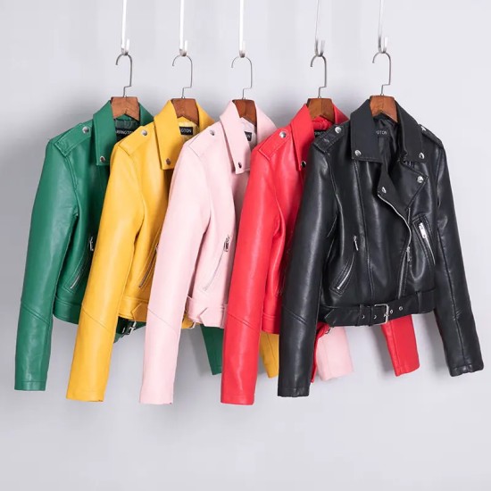 High Quality Women's Coat Outerwear Fashion Style New Model Casual Biker Jacket Zipper Ladies Women Coats Leather Jacket Women