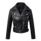 2022 New Arrival Fashion Winter Black Faux Leather Jackets Turn Down Collar Zipper Basic Womens Jacket