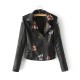 New Spring Vintage Faux Leather Jacket Embroidery Rivet Turn Down Collar Zipper Closure PU Womens Jackets