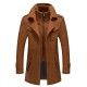 New Autumn Winter High Quality Solid Color Men's Wool-blended Overcoat Long Casual Double Collar Warm Coat For Men