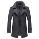 New Autumn Winter High Quality Solid Color Men's Wool-blended Overcoat Long Casual Double Collar Warm Coat For Men