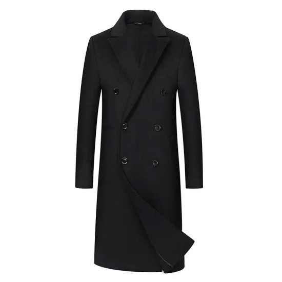 70%wool 30%polyester Men's Coat Wool Blend Long Jacket Double Winter Coat for Men