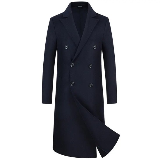 70%wool 30%polyester Men's Coat Wool Blend Long Jacket Double Winter Coat for Men