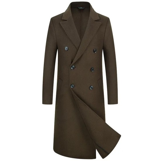 70%wool 30%polyester Men's Coat Wool Blend Long Jacket Double Winter Coat for Men