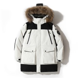  View larger image Add to Compare  Share White Duck Down Warm Men's Winter Thick Warm Fur Hooded Coat